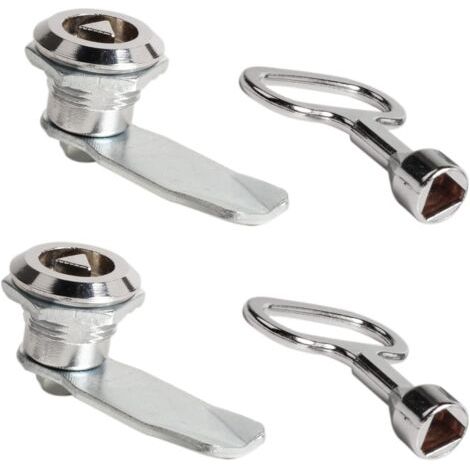 2 Ensembles Verrou de Boite Aux Lettres 20mm Serrure Meuble Serrure à Douille avec Clé Triangle Serrure Casier Boîte au Lettre Sécurité cle Triangulaire en Alliage de Zinc pour Armoires (1/5)