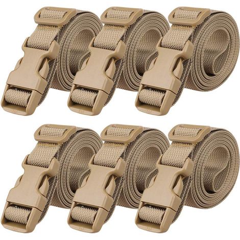 Lot de 6 sangles à bagages (marron) réglables, accessoires de voyage, boucle de rangement avec sangle antidérapante. (1/5)