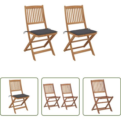 Klappstühle - Klappbare Gartenstühle 2 Stk. mit Kissen Massivholz Akazie (1/5)