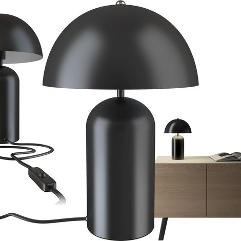 Petite lampe de table rétro design champignon style années 70 noir (1/5)