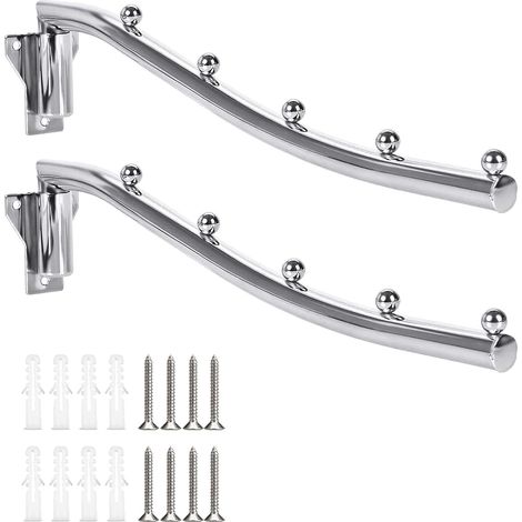 Porte-cintres muraux rabattables, lot de 2 en acier inoxydable, pliables pour salle de bain, chambre, salon ou balcon. (1/5)