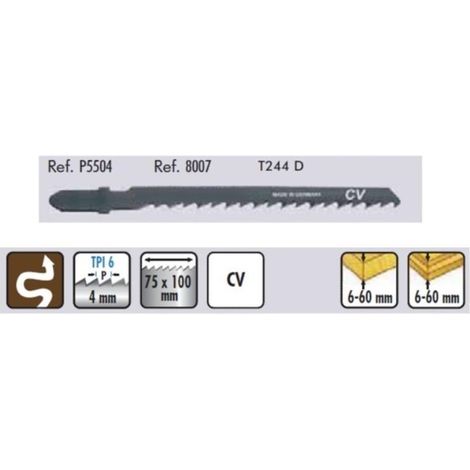 5 HOJAS CALAR MAD/BASTO/CURVO 5504 T244D GROSOR 8-60. 4 DIENTES