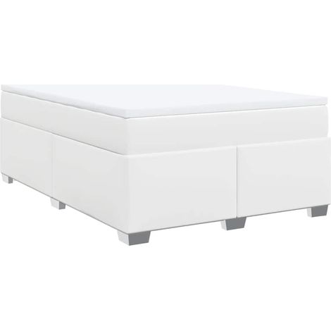 Maison Exclusive - Sommier à lattes de lit avec matelas Blanc 160x200cm Similicuir (1/5)