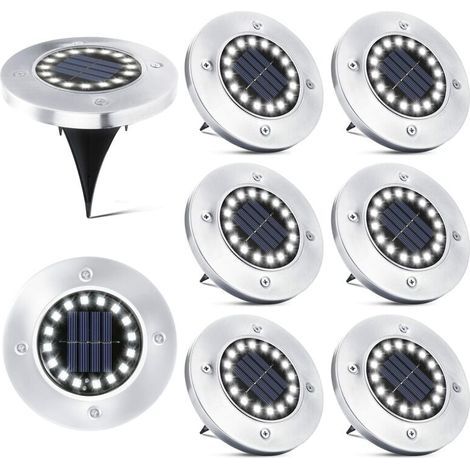 16 LED Lampe Solaire Extérieur-8 Pièces Spot Solaire Jardin Etanche Lampadaire pour Passerelle Chemin Terrasse Cour Souterraine Encastrer Pelouse aiperq (1/4)