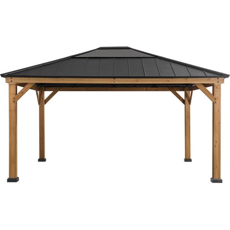 Zedernholz Gazebo ERNIR in Anthrazit - 393cm x 452cm