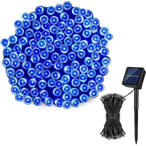 Solar-LED-Lichterkette für den Außenbereich, wasserdicht, 8 Funktionen, Weihnachtsdekoration, Lichter, Gartenlaterne, Außenhof, Farbe: Blau, 22 m, 200 Lichter (1/4)