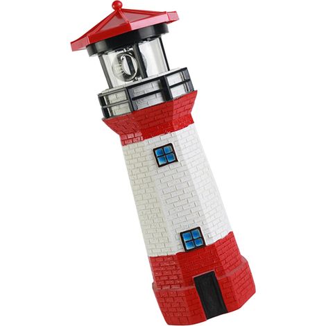 Rotierender, solarbetriebener Leuchtturm aus Kunstharz, Gartendekoration, Hof- oder Landschaftsgestaltung, rot (1/5)