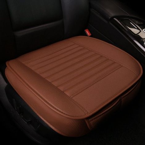 Fundas universales de cuero sintético PU para asientos de coche, diseño ultratranspirable y antideslizante, 52 x 50 cm (1 pieza, Beige) (1/5)
