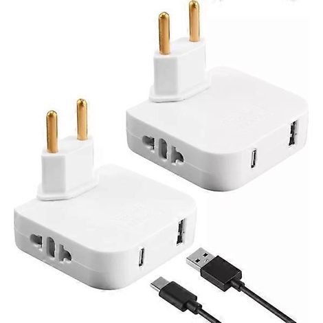Il est livré avec deux fiches plates pour une utilisation à l'arrière des meubles, deux prises 220V, un port USB et un port Type-C, et est compatible avec les prises 220V. (1/5)