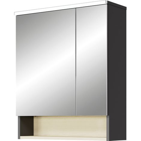 Pelipal Spiegelschrank Quickset 25-I LED-Kranzbeleuchtung Quarzgrau 60 cm Spiegelschrank (1/2)