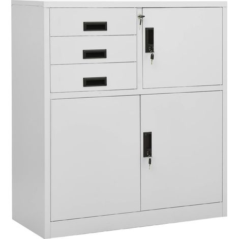 Armario de oficina de acero gris claro 90x40x102 cm