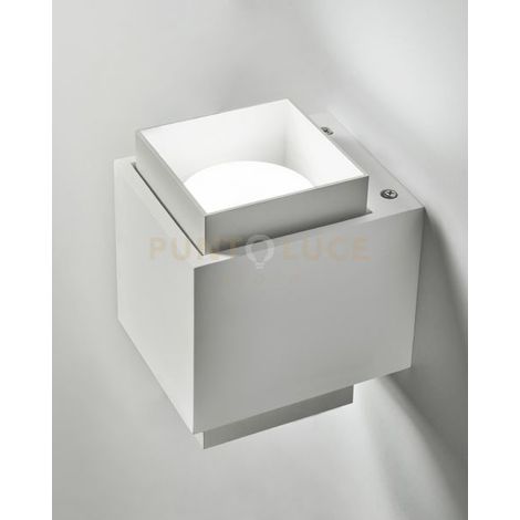 SYME applique da Parete 2 luci attacco GX53 Quadrata bianco in gesso e alluminio 13x11cm