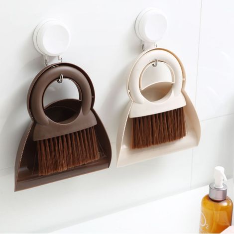 Mini Handstofveger en -schop Set: Piccolo Borstel en Schop voor Huis, Kampeerplaats en Huisdieren - Wit en Koffiebruin