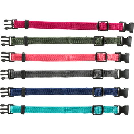 6 Halsbänder S-M 17 bis 25 cm x 10 mm für Welpen, verschiedene Farben (1/2)