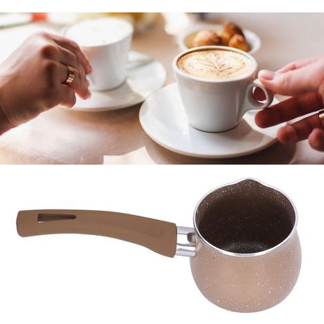 Pentola antiaderente in alluminio da 8 cm per caffè, burro e cioccolato, con manico singolo, marrone (1/5)
