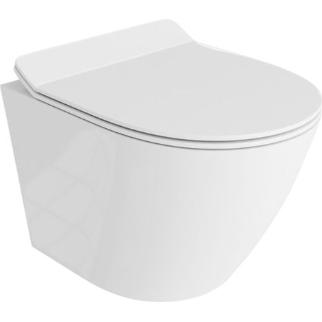 LAVITA Sogo Slim WC suspendu L'abattant de WC à chute lente WC suspendu sans bord WC 365x490x395 cm blanc brillant (1/5)
