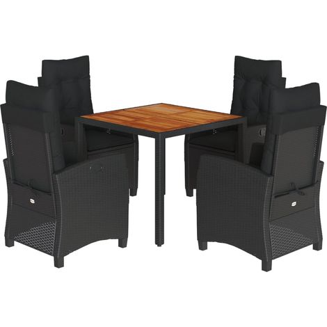 Maison Exclusive - 5-tlg. Garten-Essgruppe mit Kissen Schwarz Pol (1/5)