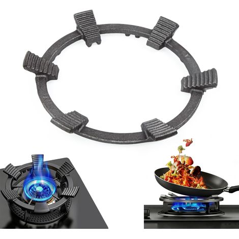 Support en Fonte pour Wok, Antidérapant Support de Cuisinière à Gaz, Universel Anneau pour Wok pour Cuisines Cuisinières à Gaz Et Plaques De Cuisson (Diamètre 24,6 cm) (1/4)