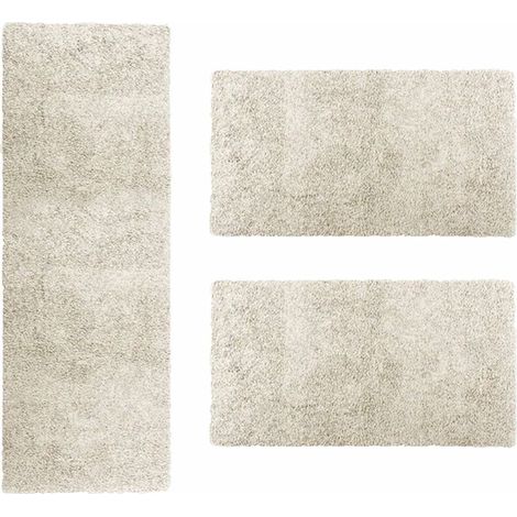 [MAI UTILIZZATO]Set di scendiletto color crema: 1 tappeto 67 x 240 cm + 2 tappeti 67 x 140 cm (1/4)