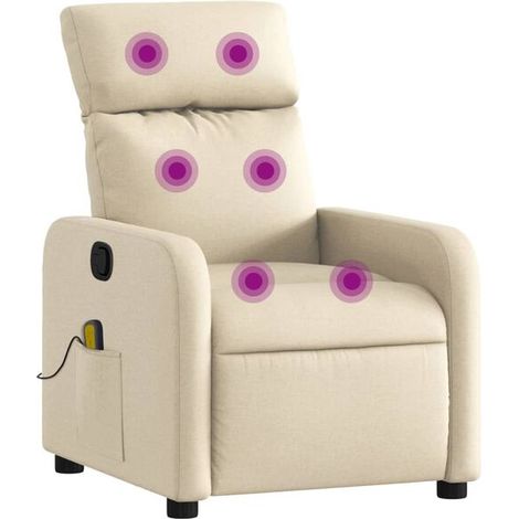 Chaise de massage ergonomique en tissu beige – avec fonctions de chauffage, roulement Shiatsu et réglage électrique pour le dos et les jambes (1/5)