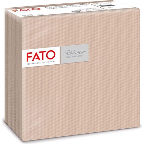 FATO Tovaglioli in Carta a secco, Airlaid, Effetto Tessuto, Confezione da 50 tovaglioli, Formato 40x40 piegato in 4, Decoro Shade Cappuccino (1/5)