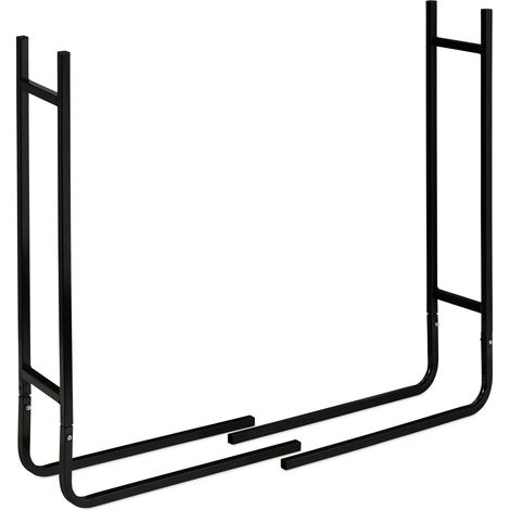 Portalegna in metallo giardino garage 91 x 30 x 30 cm ideale ingombro ridotto design sobrio in acciaio nero 130011146