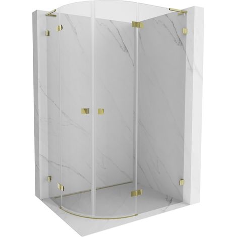 Mexen Lunar L cabine de douche semi-circulaire pivotante droite 100 x 90 cm, transparent, doré - 833L-100P-090L-50-00 (1/5)