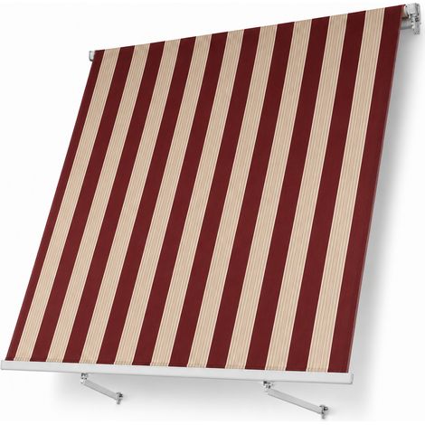 Tenda Da Sole Con Apertura Manuale Copertura Resistente In Poliestere 280G Schermatura Solare Retrattile Per Spazi Outdoor Balcone Veranda E Terrazzo 295x250x50 Cm Rosso E Beige (1/5)
