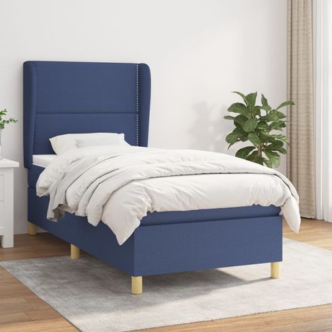 Cama box spring con colchón tela azul 100x200 cm vidaXL (1/5)