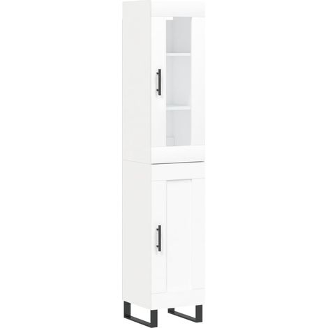 Aparador buffet cómoda armario mueble organizador cocina salón salón alto 34,5 x 34 x 180 cm madera contrachapada blanco 020032433