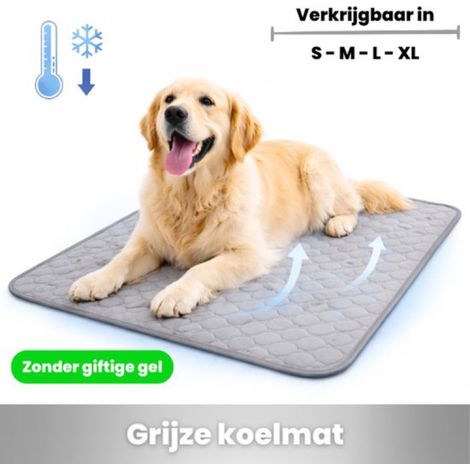Kühlmatte für Hunde und Katzen  Grau XL  100 x 70 cm  Kühlmatte ohne giftiges Gel  Natürlicher Kühleffekt  Rutschfest  Waschbar (1/5)