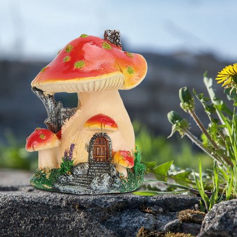 Décoration champignon artificiel mignon et unique en résine, statue, bonsaï, ornement de paysage (1/5)