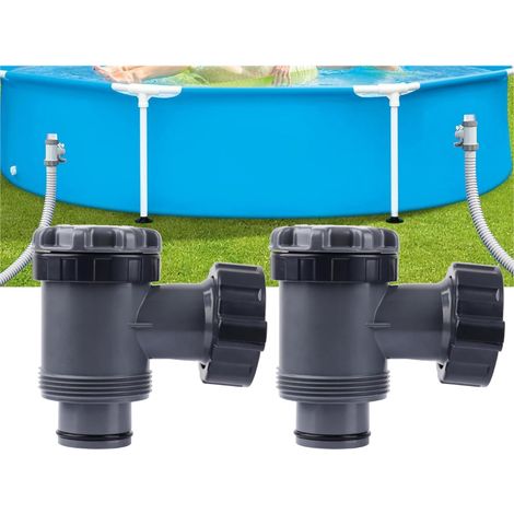 2 Pièces Robinet de Piscine 38 mm pour Piscines Hors Sol – Valve à Piston de Rechange pour Tuyau 1-1/2 Pouce Compatible Pompes Filtration Intex Bestway PVC Accessoire Piscine et Connecteur Tuyau (1/5)