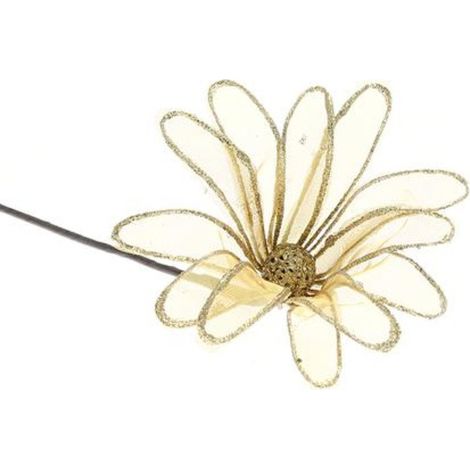 12 Margherite per decorazione albero di natale - colore oro/crema - addobbi natalizi