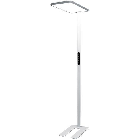 Lampe de bureau HOME DELUXE en aluminium VEKOR - Blanc Lampadaire à spectre complet, intensité variable, 40 W + 40 W, protection des yeux, éclairage indirect blanc neutre 4000 K, lampe sur pied, lamp (1/5)