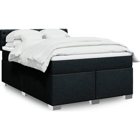 Boxspringbett mit Matratze Schwarz 140x200 cm Stoff