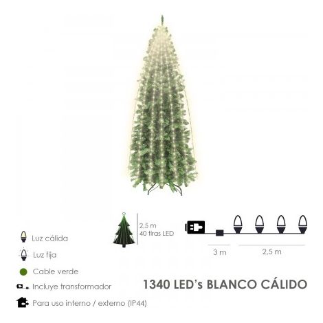 CASCATA 1340 MICROLED A MANTELLO FILI modellabili LUNGHEZZA 2,5mt - LUCE CALDA (1/5)