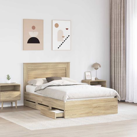 Bed Frame with Drawer Sonoma Oak 120 x 200 cm Engineer Wood vidaXL