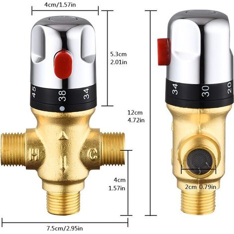 Verstellbare thermostatische Badarmatur, Messing-Wassermischer, Warm-/Kaltwasser-Mischventil (1/5)
