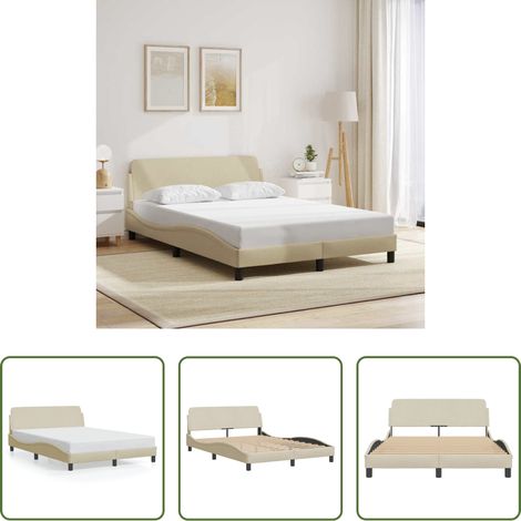 vidaXL Tête de lit - Cadre de lit Dover crème 140x200 cm tissu (1/5)