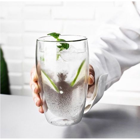 Verres double paroi 450 ml lot de 6 café thé cappuccino latte macchiato transparent résistant chaleur usage quotidien (1/5)