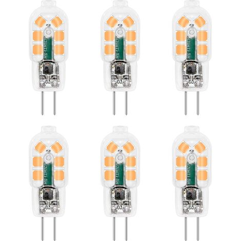 Ampoule G4 LED 12V 2W Blanc Chaud 3000K, 200lm, Équivalent Lampe Halogène G4 10W 20W, non-dimmable, Bi-pin G4 12V LED AC DC pour Lustre, Lampe de Table, lot de 6 [Classe énergétique F] (1/5)