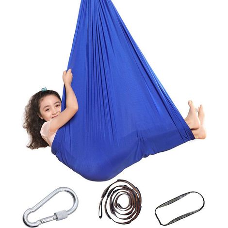 Lot de 2 balançoires intérieures pour enfants, hamac doux sensoriel, thérapie, yoga, intégration sensorielle, camping extérieur (1/4)