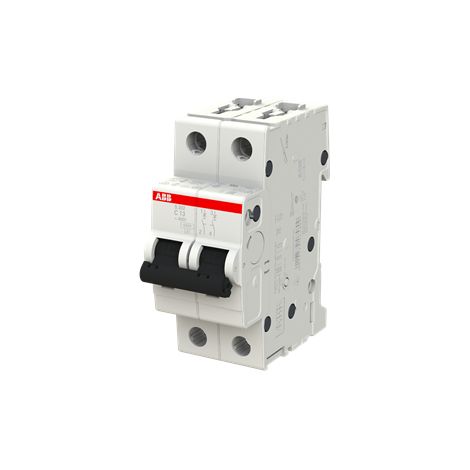 Disjoncteur ABB S200 2P, 13A, pouvoir de coupure 6 kA, montage rail DIN ( Prix pour 1 ) (1/3)