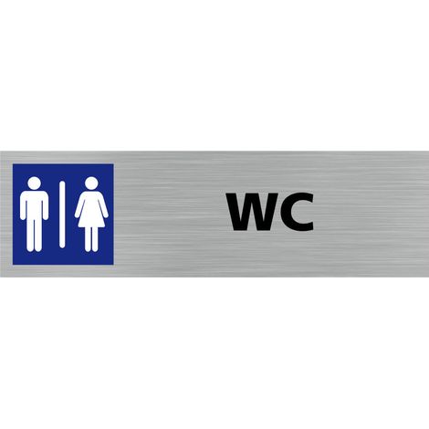 Pictogramme WC MIXTES (Q0393).- Plaque aluminium brossé - (1/5)