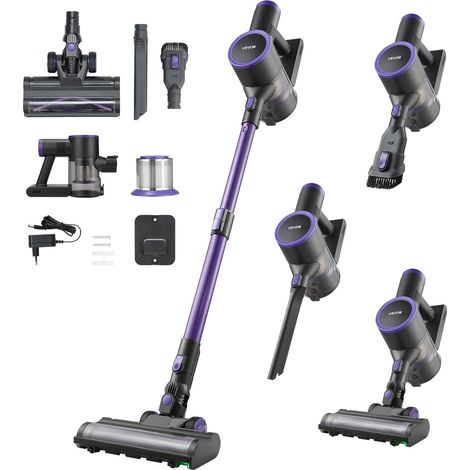 Aspirateur Balai sans Fil à Aspiration Puissante 25 kPa, Aspirateur Laveur Rechargeable Anti-enchevêtrement avec Bac à Poussière, Léger avec Autonomie de 35 Minutes, pour Tapis Poils Sols Durs (1/5)