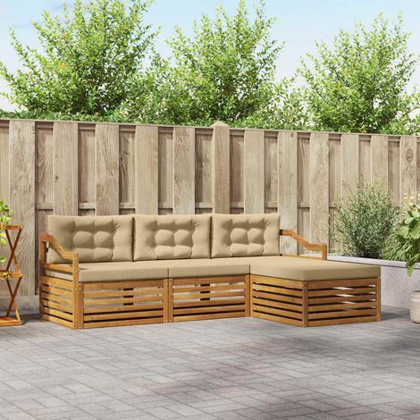 vidaXL Outdoor-Sofagarnitur Natur und Beige 245,5 x 162,5 x 73 cm (1/5)