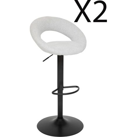 Lot de 2 chaises de bar, chaises hautes réglables en PU coloris gris et pieds en métal noir - Longueur 48,5 x Profondeur 51,5 x Hauteur 96 cm (1/5)