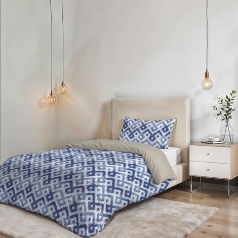 Parure de housse de couette SANS REPASSAGE - Ensemble housse de couette - Lit 1,5 place, Microfibre - Housse 200x200 cm + Rabat et 1 taie d'oreiller 50x80 cm - Rombi (1/5)