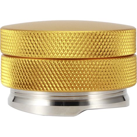 Höhenverstellbarer Kaffeetamper aus Edelstahl, Verteiler, Nivellierer, Zubehör, 3 abgewinkelte 58-mm-Aufsätze, Gold (1/5)